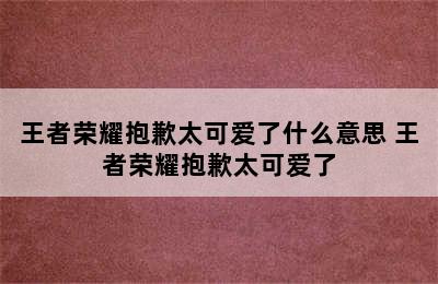 王者荣耀抱歉太可爱了什么意思 王者荣耀抱歉太可爱了